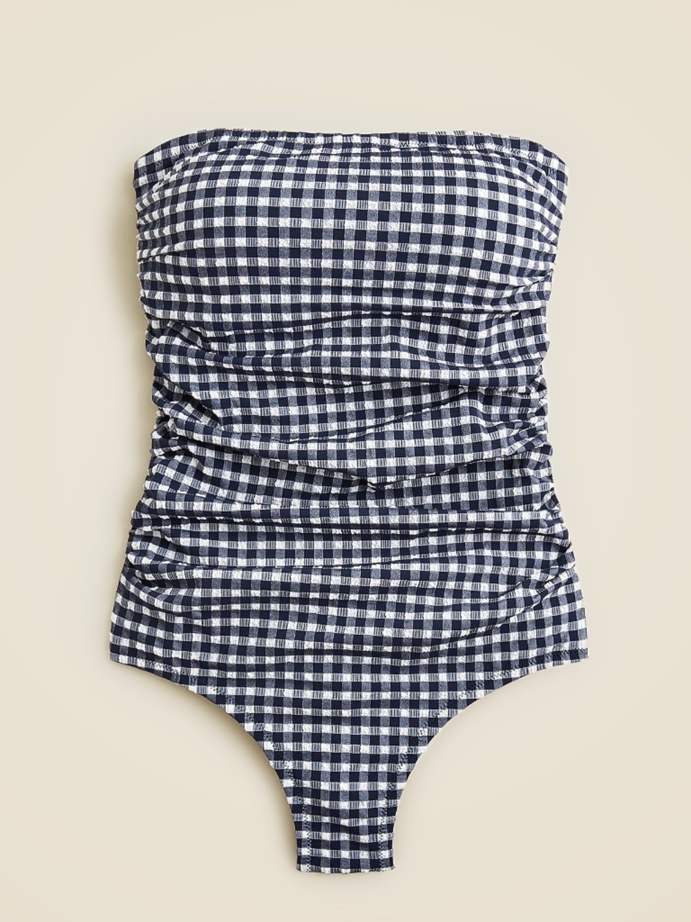 NWT J.Crew Ruched Bandeau one-piece in gingham